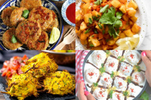 Indian appetizers collage.