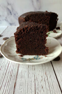chocolate cake piece in a plate.