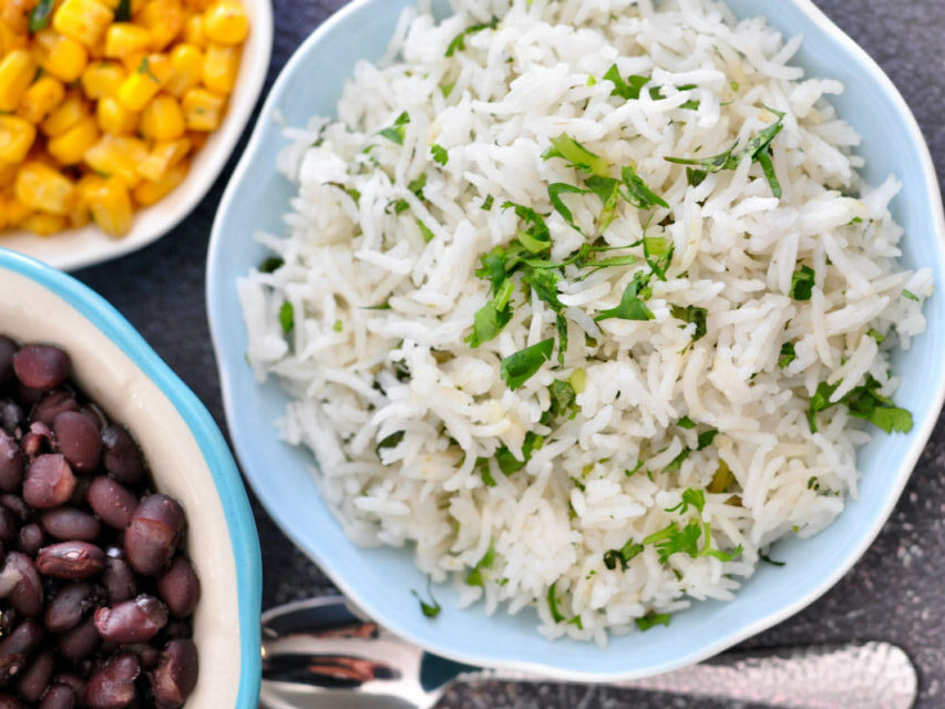 cilantro lime rice in a bowl.