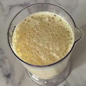 Butter Pecan ice cream blend mix in a tall jar.
