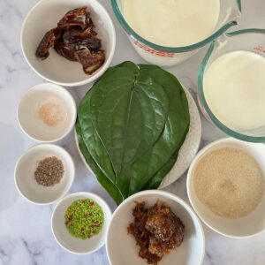 Betel leaves Ice cream ingredients.