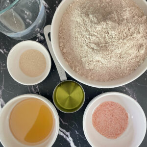 Wheat bread ingredients.