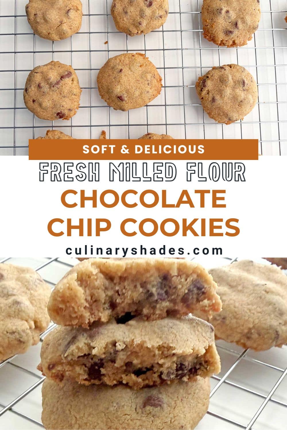 FMF Chocolate Chip Cookies on a cooling rack.