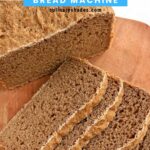 Sprouted wheat flour bread slices on a cutting board.