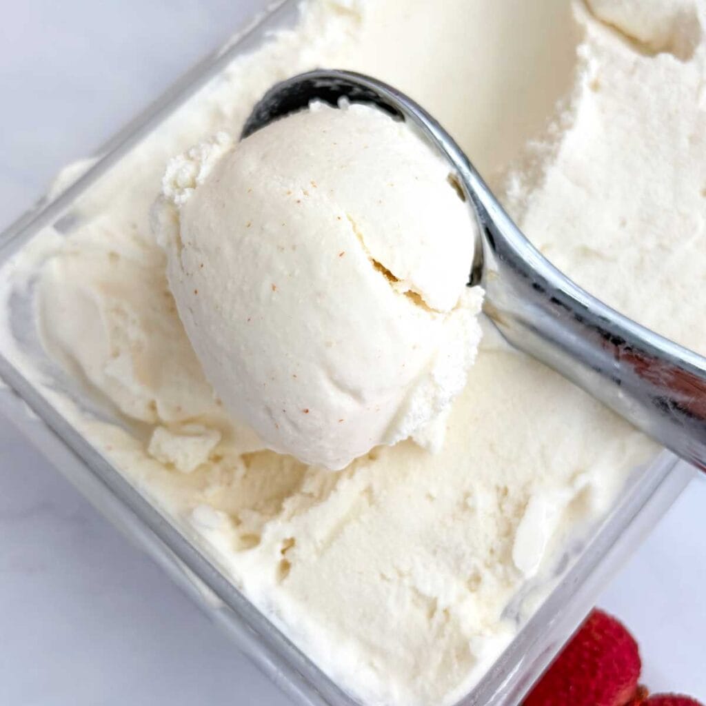 Lychee ice cream scoop.